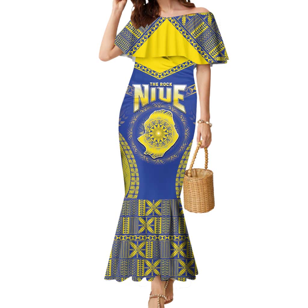 Personalised Niue The Rock Of Polynesia Mermaid Dress Peniamina Gospel Day Blue Version