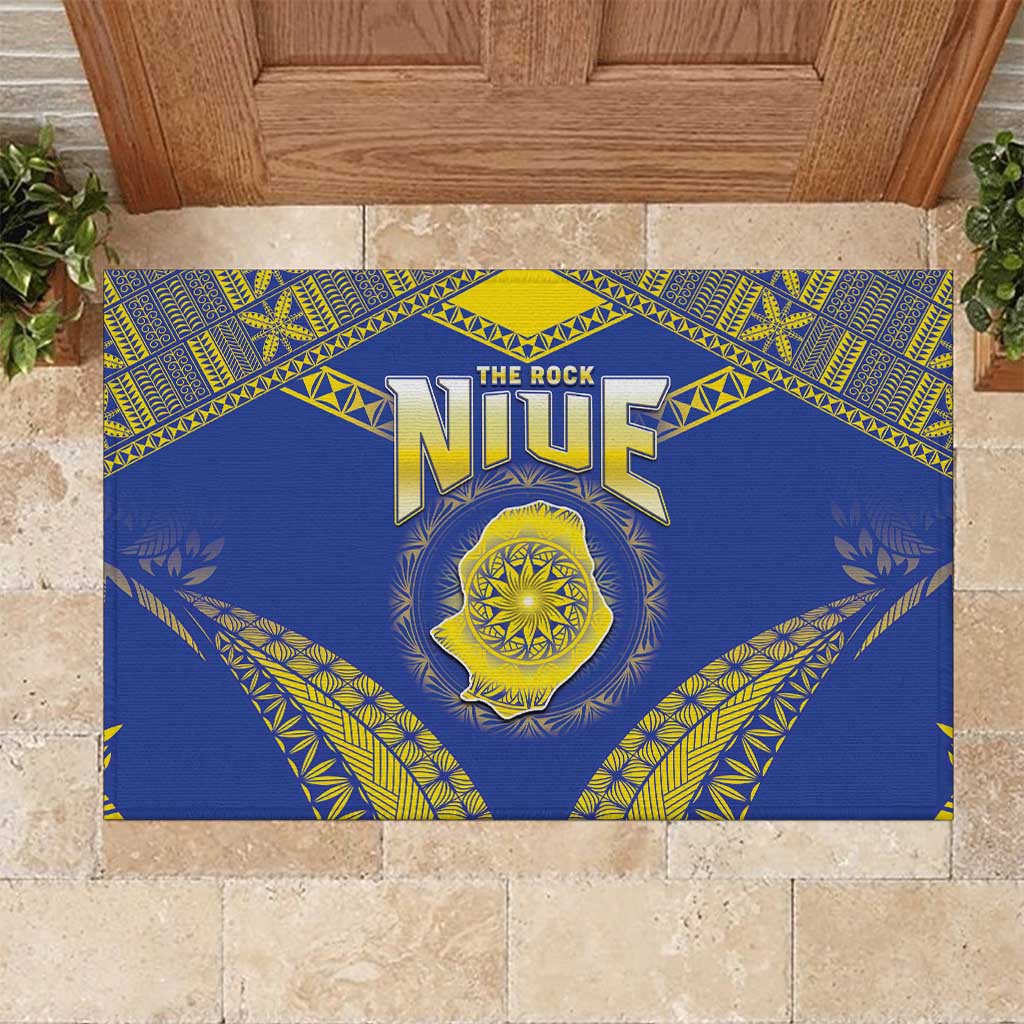 Niue The Rock Of Polynesia Rubber Doormat Peniamina Gospel Day Blue Version LT05 Blue - Polynesian Pride