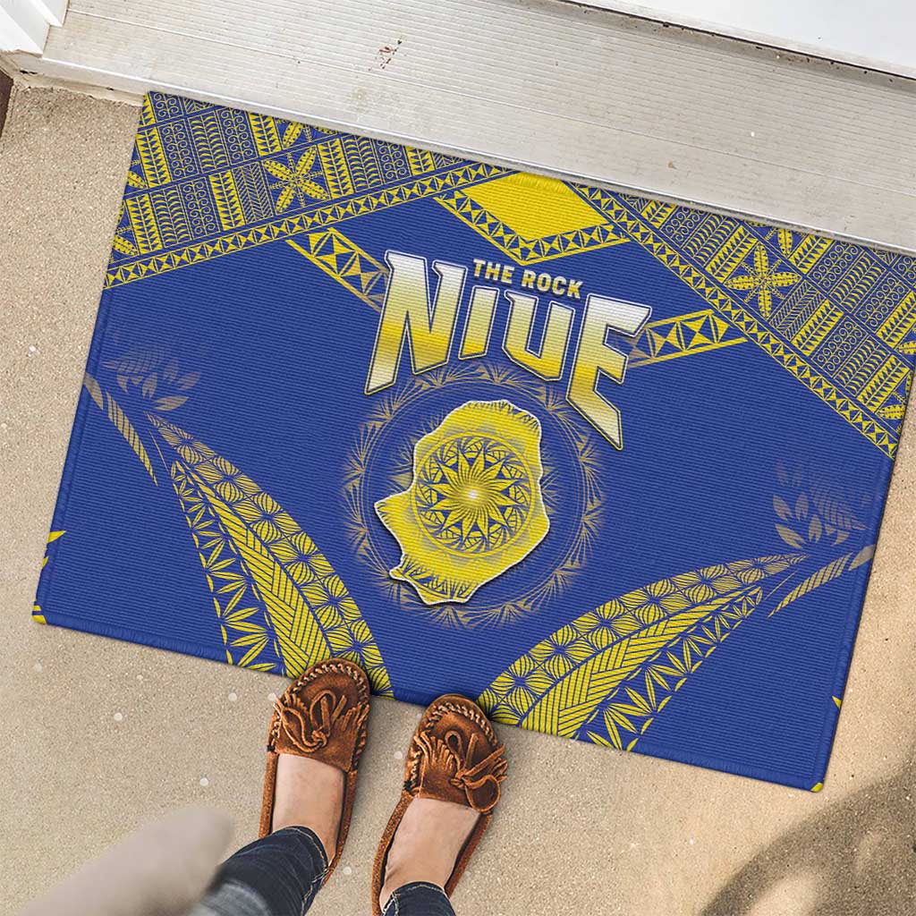 Niue The Rock Of Polynesia Rubber Doormat Peniamina Gospel Day Blue Version LT05 - Polynesian Pride