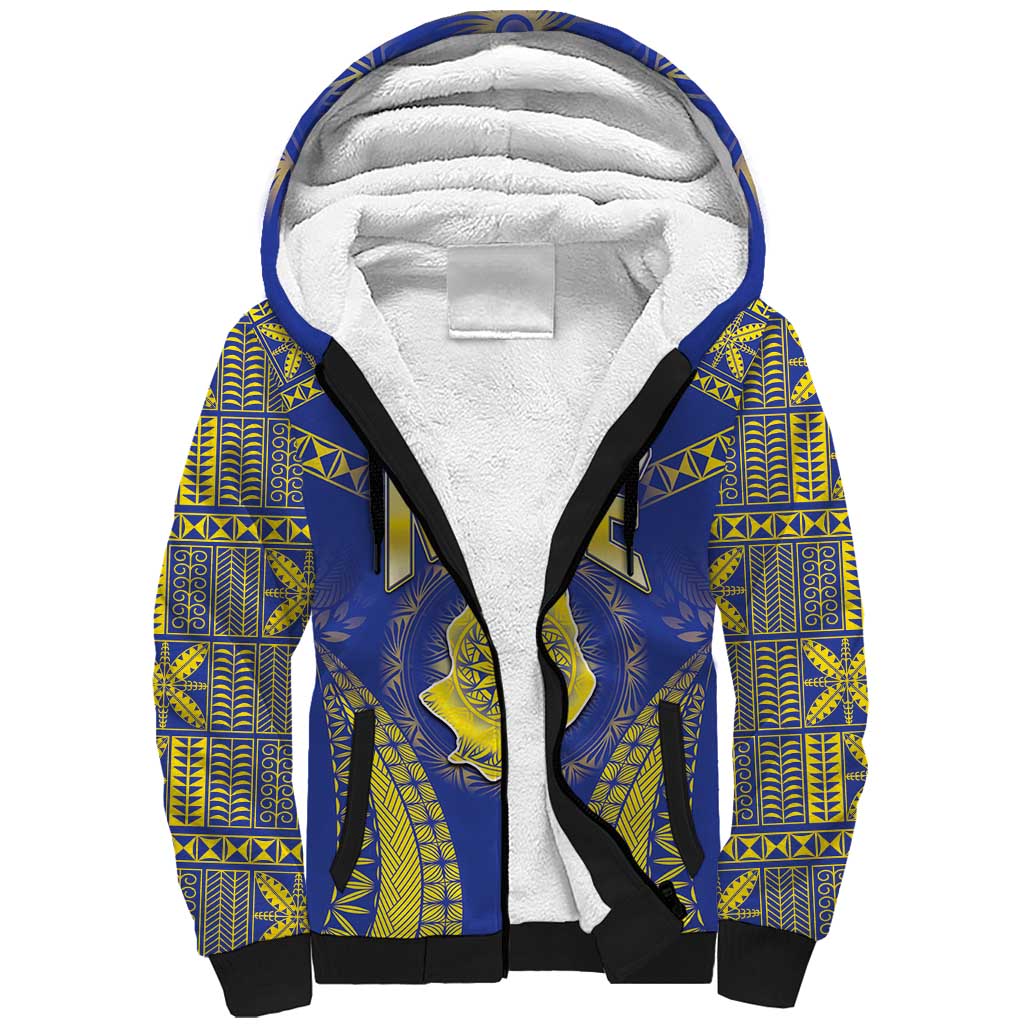 Personalised Niue The Rock Of Polynesia Sherpa Hoodie Peniamina Gospel Day Blue Version LT05 Unisex Blue - Polynesian Pride