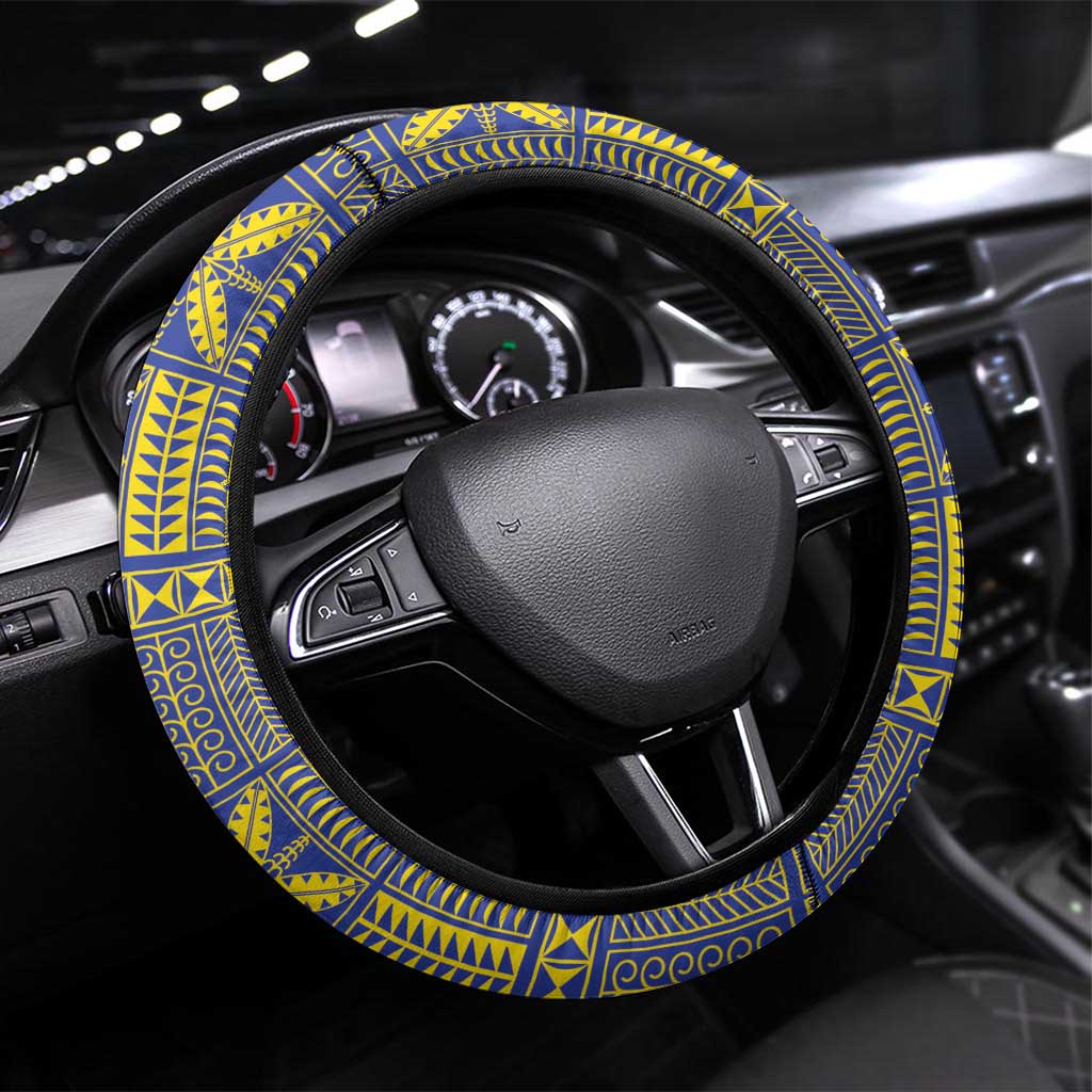 Niue The Rock Of Polynesia Steering Wheel Cover Peniamina Gospel Day Blue Version LT05 Universal Fit Blue - Polynesian Pride