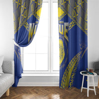 Niue The Rock Of Polynesia Window Curtain Peniamina Gospel Day Blue Version LT05 - Polynesian Pride