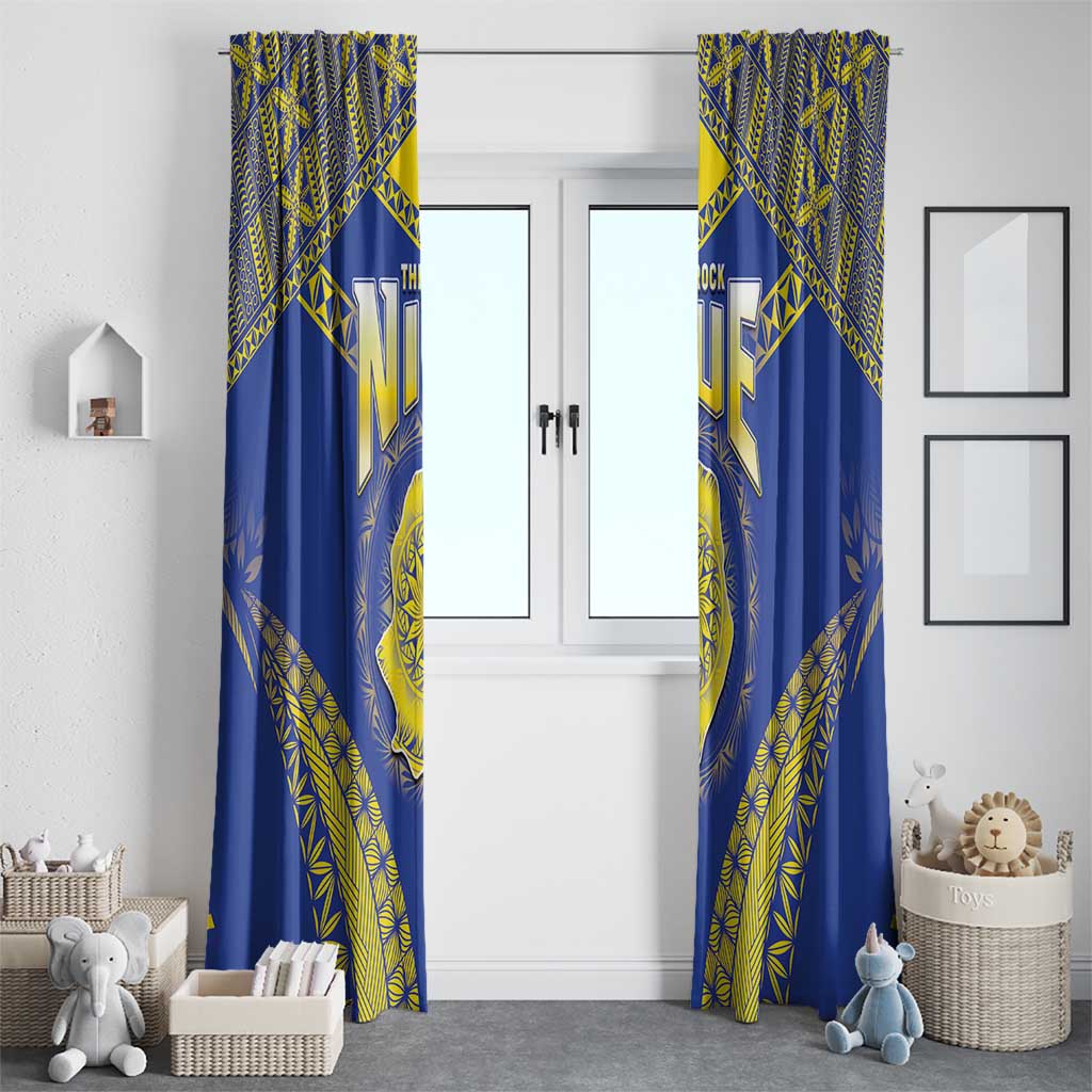 Niue The Rock Of Polynesia Window Curtain Peniamina Gospel Day Blue Version LT05 - Polynesian Pride