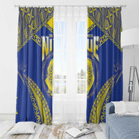 Niue The Rock Of Polynesia Window Curtain Peniamina Gospel Day Blue Version LT05 - Polynesian Pride