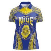 Personalised Niue The Rock Of Polynesia Women Polo Shirt Peniamina Gospel Day Blue Version
