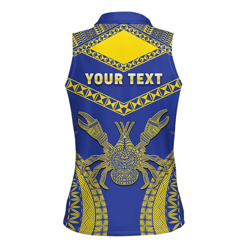 Personalised Niue The Rock Of Polynesia Women Sleeveless Polo Shirt Peniamina Gospel Day Blue Version