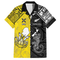 Custom New Zealand Maori And Niue Hiapo Hawaiian Shirt Lizard And Coconut Crab Together LT05 Yellow - Polynesian Pride