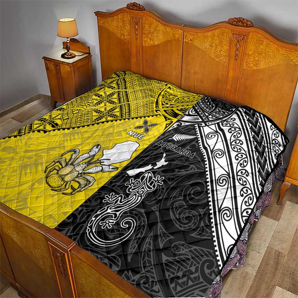 New Zealand Maori And Niue Hiapo Quilt Lizard And Coconut Crab Together