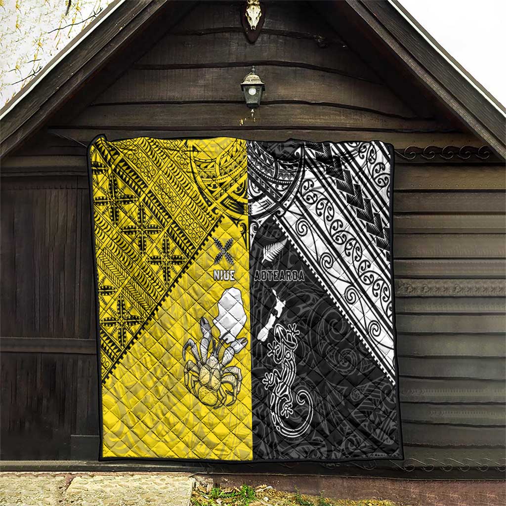 New Zealand Maori And Niue Hiapo Quilt Lizard And Coconut Crab Together