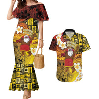 Papua New Guinea Retro Christmas Couples Matching Mermaid Dress and Hawaiian Shirt Hamamas Krismas - Polynesian Pride