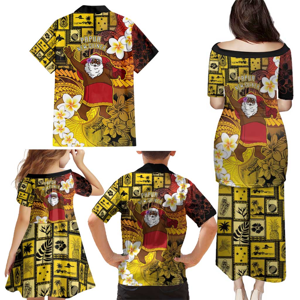 Papua New Guinea Retro Christmas Family Matching Puletasi and Hawaiian Shirt Hamamas Krismas - Polynesian Pride