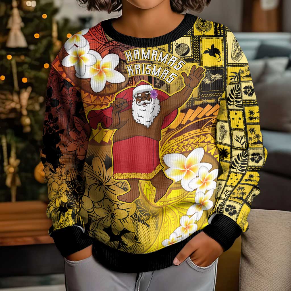 Papua New Guinea Retro Christmas Kid Ugly Christmas Sweater Hamamas Krismas LT05 - Polynesian Pride