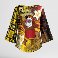 Papua New Guinea Retro Christmas Kimono Sleeve Blouse Hamamas Krismas - Polynesian Pride