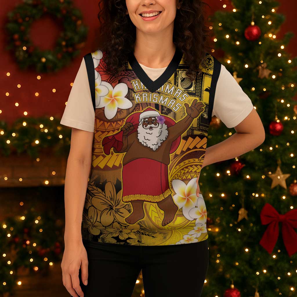 Papua New Guinea Retro Christmas Knitted V-Neck Vest Hamamas Krismas LT05 - Polynesian Pride