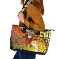 Papua New Guinea Retro Christmas Leather Tote Bag Hamamas Krismas - Polynesian Pride