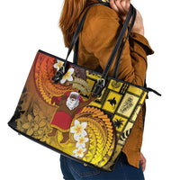 Papua New Guinea Retro Christmas Leather Tote Bag Hamamas Krismas - Polynesian Pride