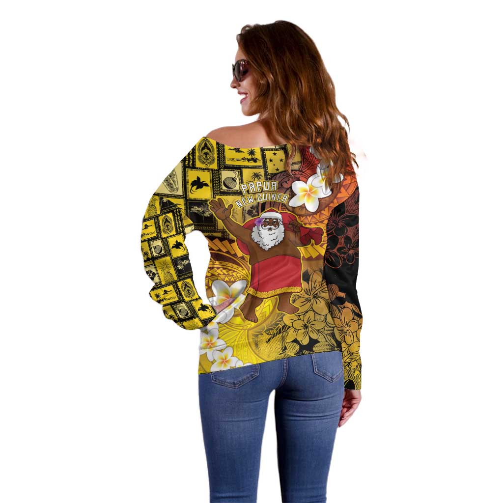 Papua New Guinea Retro Christmas Off Shoulder Sweater Hamamas Krismas - Polynesian Pride