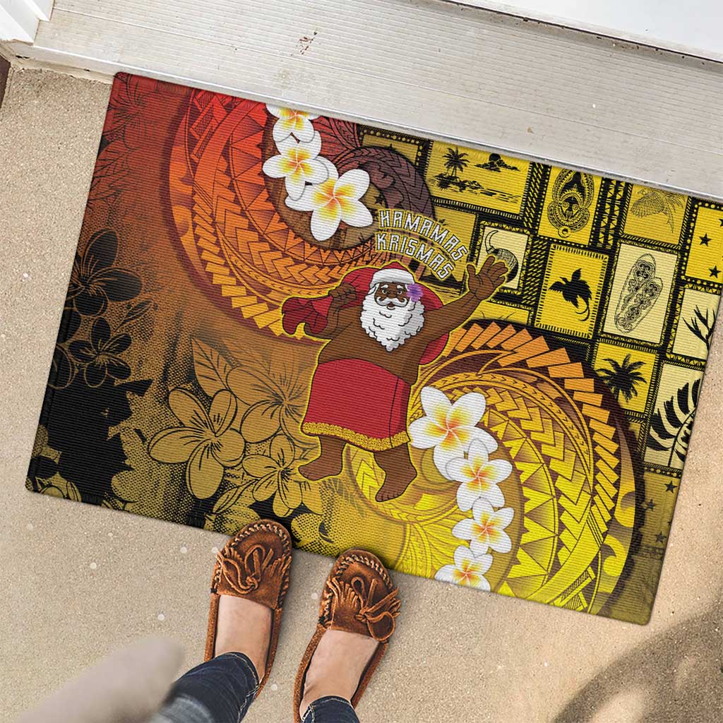 Papua New Guinea Retro Christmas Rubber Doormat Hamamas Krismas - Polynesian Pride