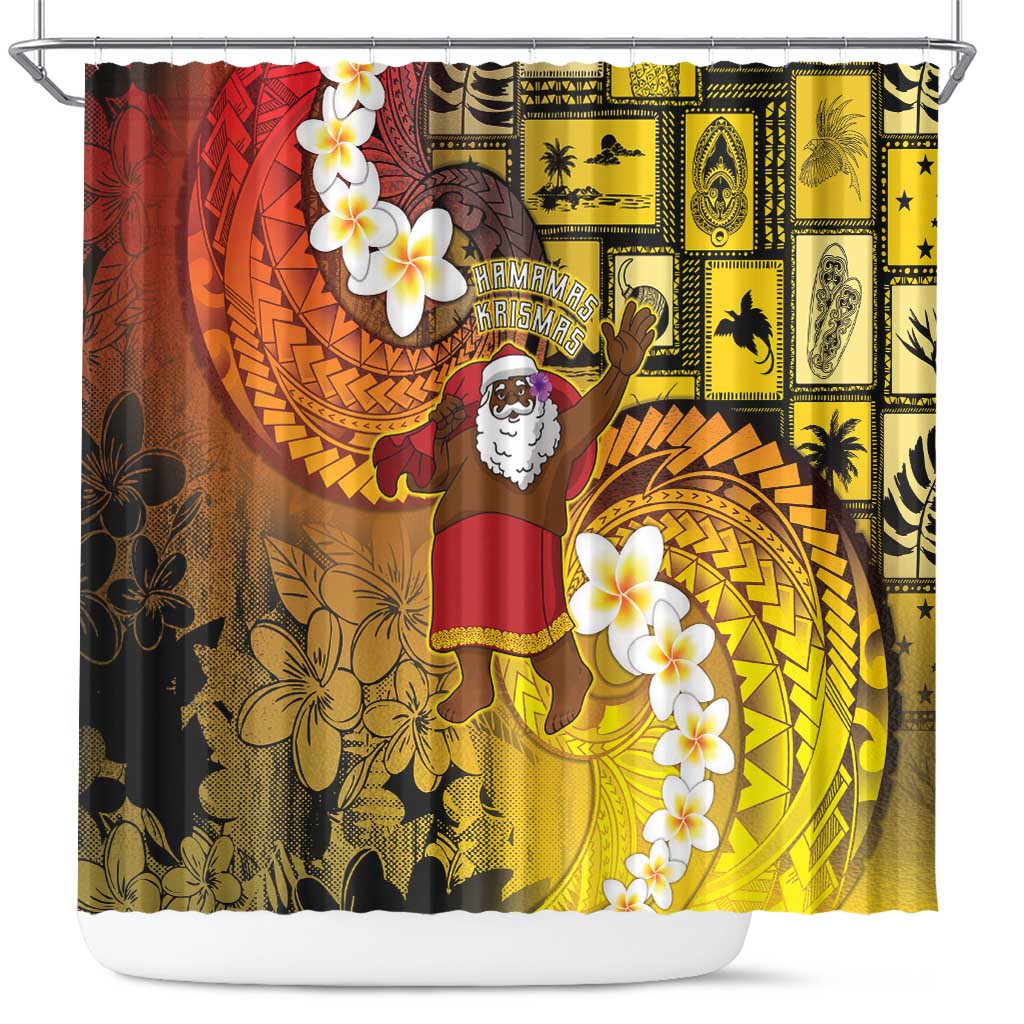 Papua New Guinea Retro Christmas Shower Curtain Hamamas Krismas - Polynesian Pride
