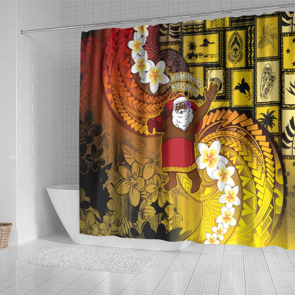 Papua New Guinea Retro Christmas Shower Curtain Hamamas Krismas - Polynesian Pride