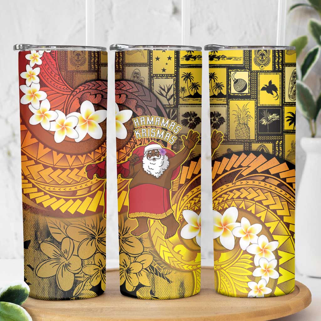 Papua New Guinea Retro Christmas Skinny Tumbler Hamamas Krismas - Polynesian Pride