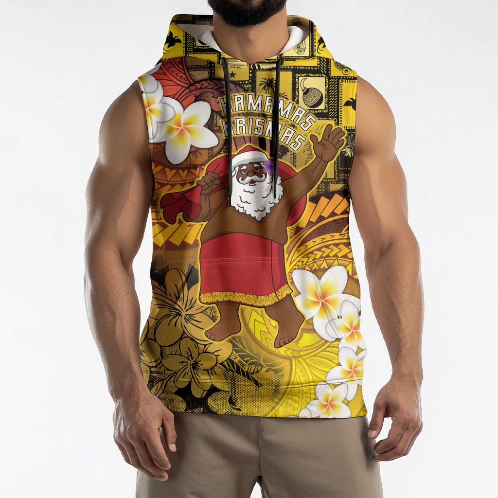 Papua New Guinea Retro Christmas Sleeveless Hoodie Hamamas Krismas LT05 - Polynesian Pride