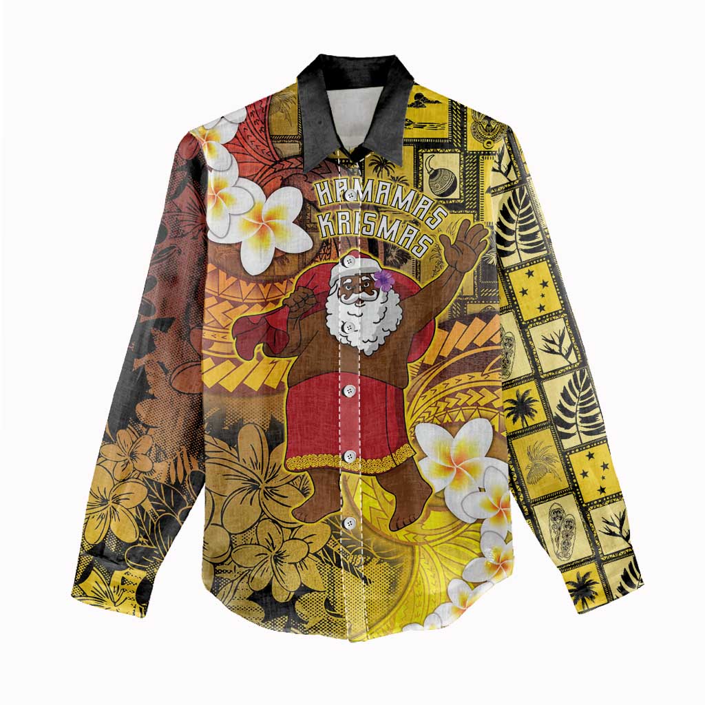 Papua New Guinea Retro Christmas Women Casual Shirt Hamamas Krismas - Polynesian Pride