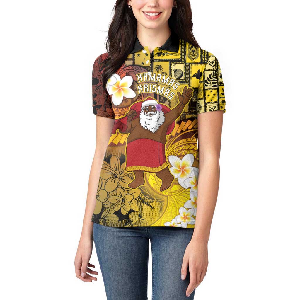 Papua New Guinea Retro Christmas Women Polo Shirt Hamamas Krismas - Polynesian Pride