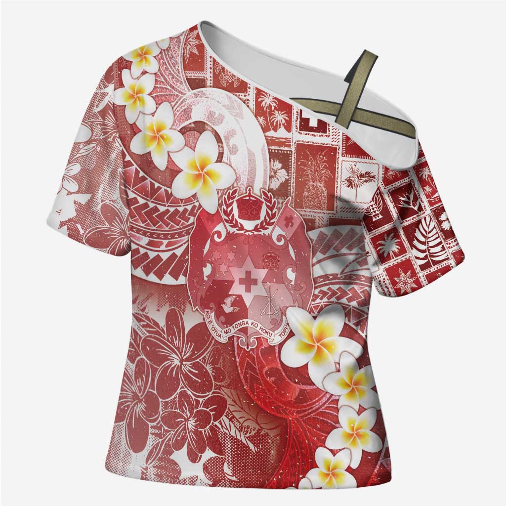 Tonga Christmas Cross Shoulder Shirt Kilisimasi Fiefia Retro Style Red - Polynesian Pride
