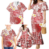 Tonga Christmas Family Matching Mermaid Dress and Hawaiian Shirt Kilisimasi Fiefia Retro Style Red - Polynesian Pride