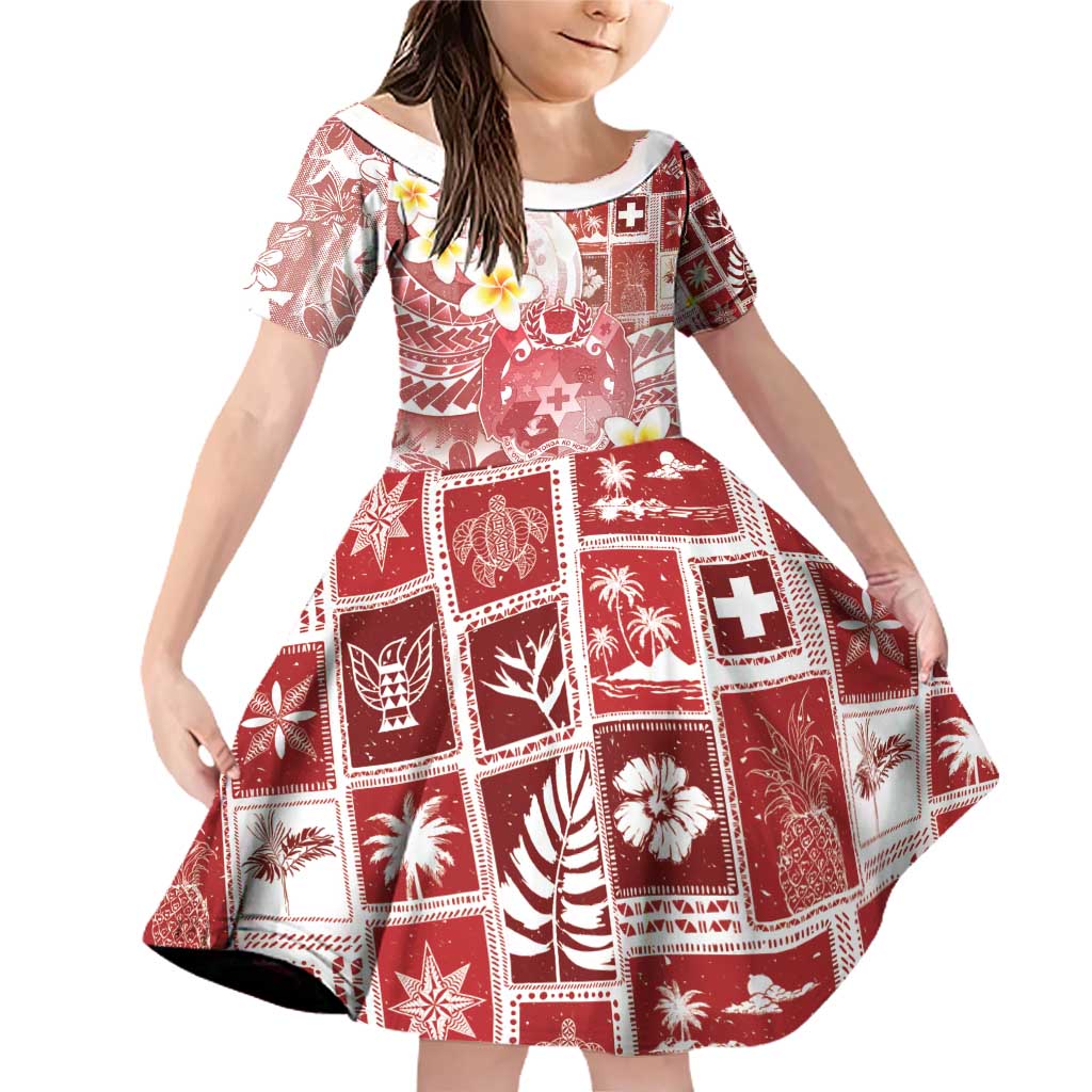 Tonga Christmas Family Matching Off Shoulder Short Dress and Hawaiian Shirt Kilisimasi Fiefia Retro Style Red - Polynesian Pride
