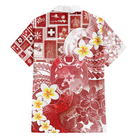 Tonga Christmas Family Matching Off Shoulder Short Dress and Hawaiian Shirt Kilisimasi Fiefia Retro Style Red - Polynesian Pride