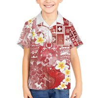 Tonga Christmas Family Matching Off Shoulder Short Dress and Hawaiian Shirt Kilisimasi Fiefia Retro Style Red - Polynesian Pride