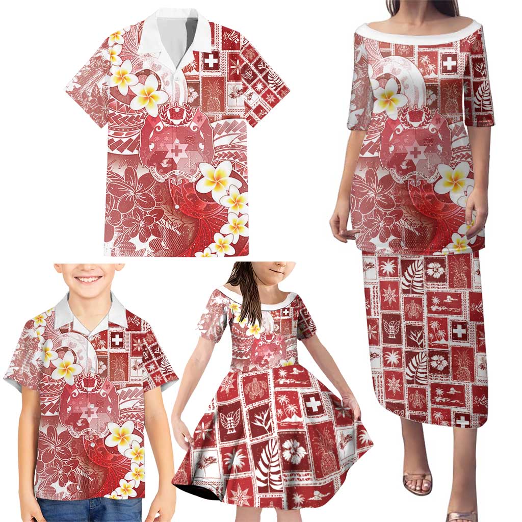 Tonga Christmas Family Matching Puletasi and Hawaiian Shirt Kilisimasi Fiefia Retro Style Red - Polynesian Pride