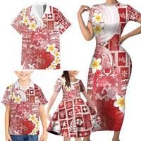 Tonga Christmas Family Matching Short Sleeve Bodycon Dress and Hawaiian Shirt Kilisimasi Fiefia Retro Style Red - Polynesian Pride