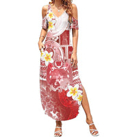 Tonga Christmas Family Matching Summer Maxi Dress and Hawaiian Shirt Kilisimasi Fiefia Retro Style Red - Polynesian Pride