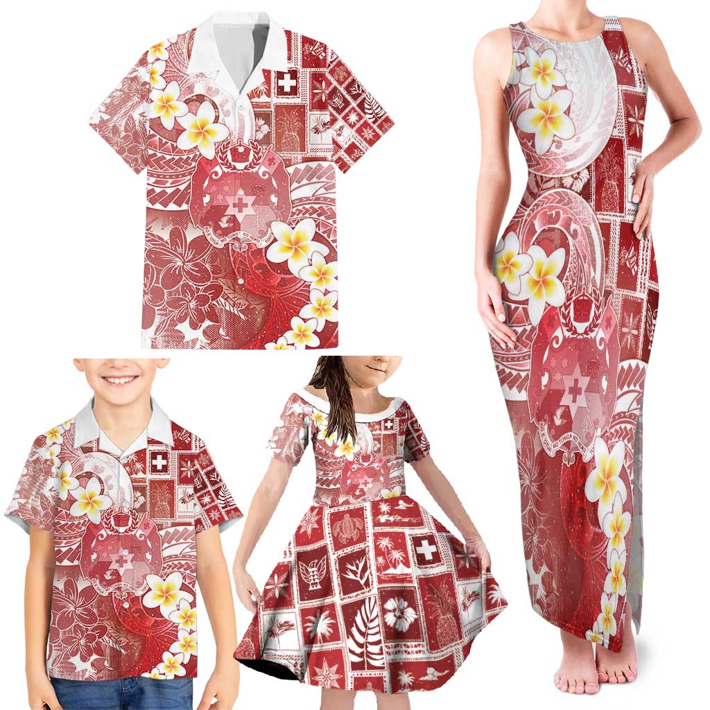 Tonga Christmas Family Matching Tank Maxi Dress and Hawaiian Shirt Kilisimasi Fiefia Retro Style Red - Polynesian Pride