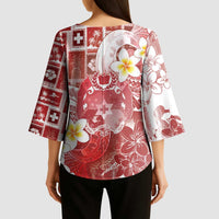 Tonga Christmas Kimono Sleeve Blouse Kilisimasi Fiefia Retro Style Red - Polynesian Pride