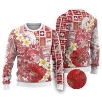 Tonga Christmas Ugly Christmas Sweater Kilisimasi Fiefia Retro Style Red - Polynesian Pride