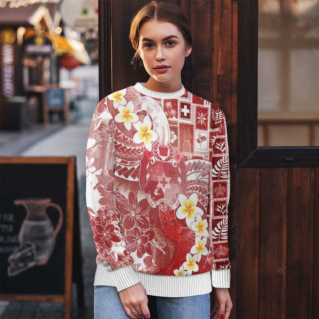 Tonga Christmas Ugly Christmas Sweater Kilisimasi Fiefia Retro Style Red - Polynesian Pride