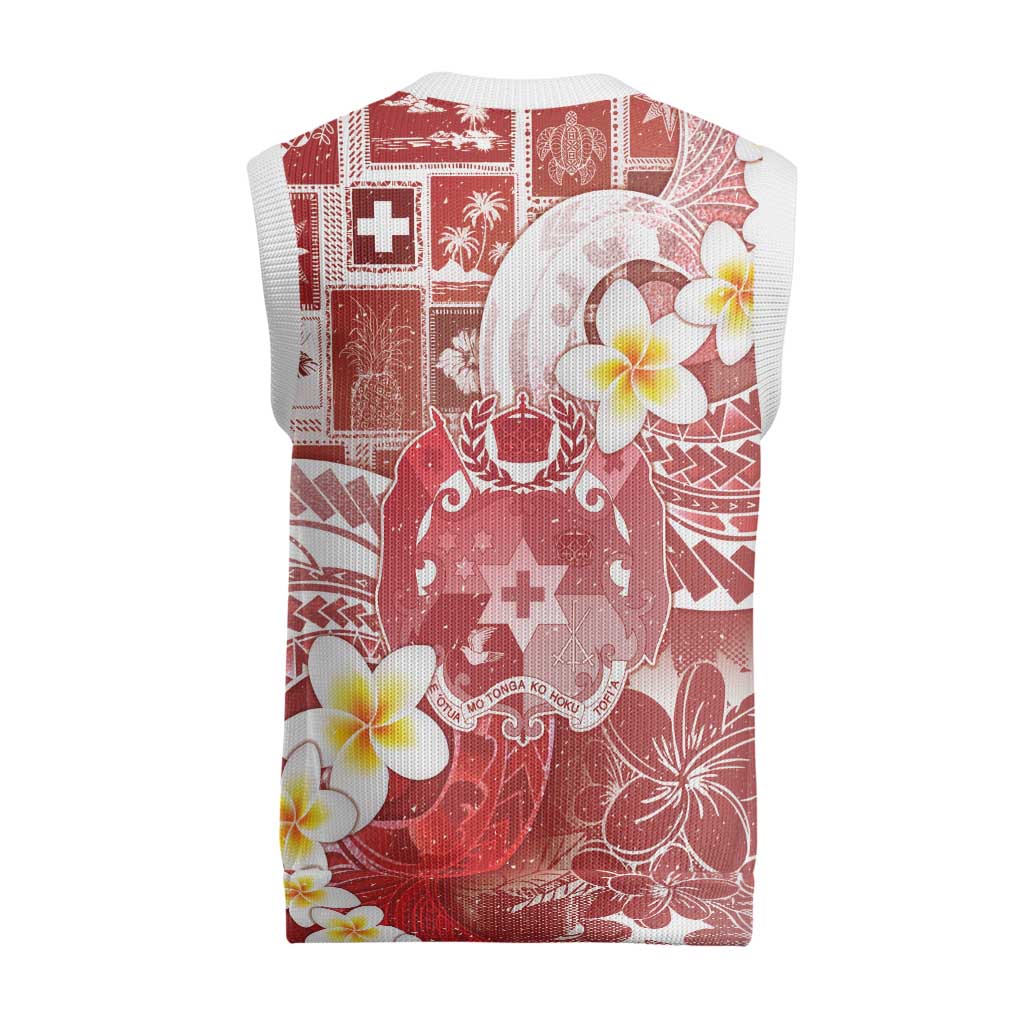 Tonga Christmas Knitted V-Neck Vest Kilisimasi Fiefia Retro Style Red - Polynesian Pride
