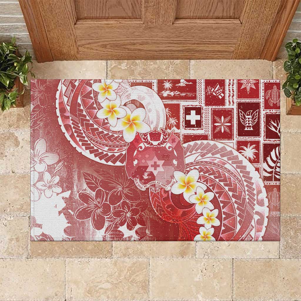 Tonga Christmas Rubber Doormat Kilisimasi Fiefia Retro Style Red - Polynesian Pride