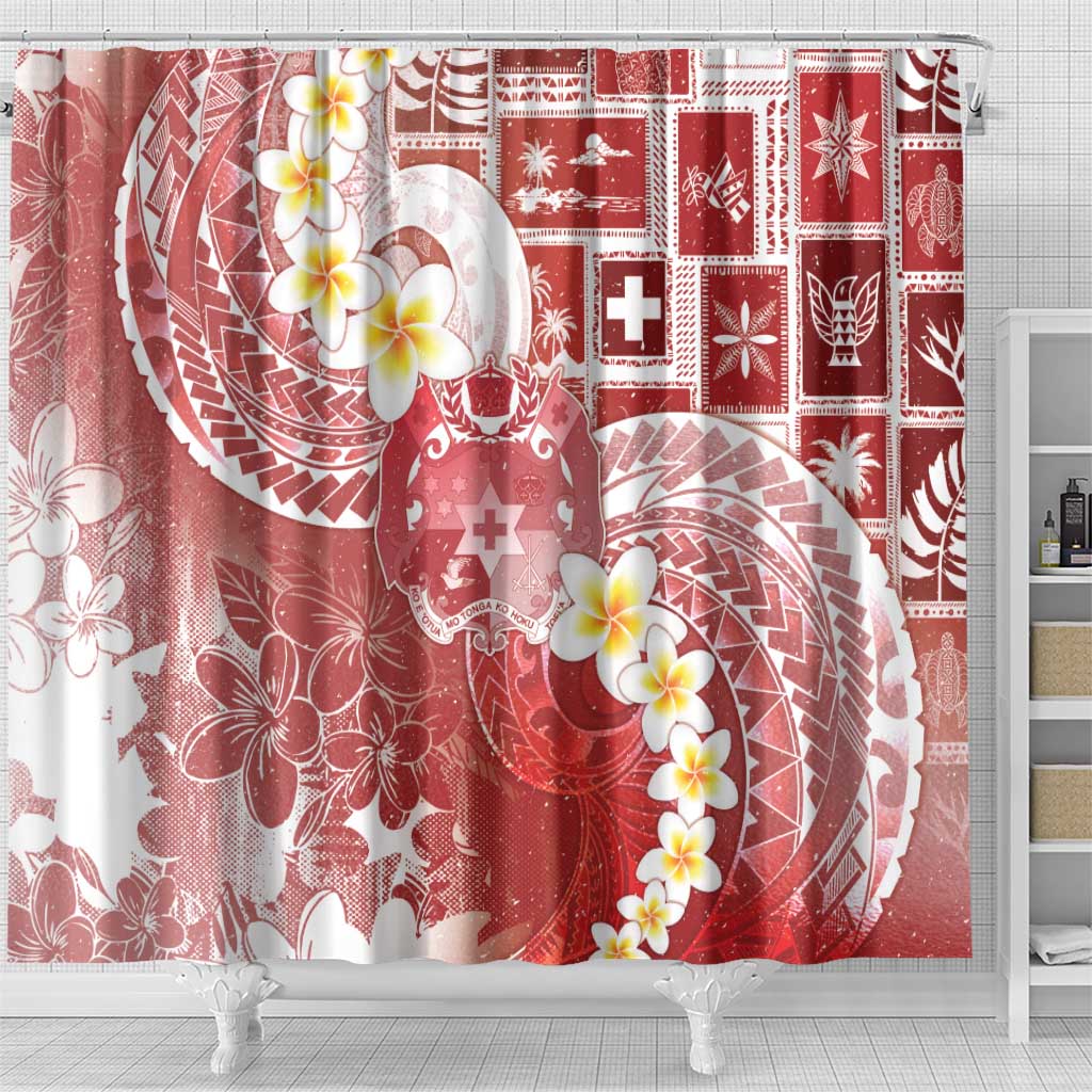 Tonga Christmas Shower Curtain Kilisimasi Fiefia Retro Style Red - Polynesian Pride