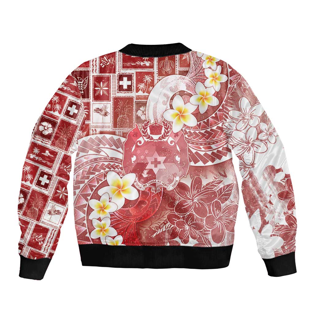 Tonga Christmas Sleeve Zip Bomber Jacket Kilisimasi Fiefia Retro Style Red - Polynesian Pride