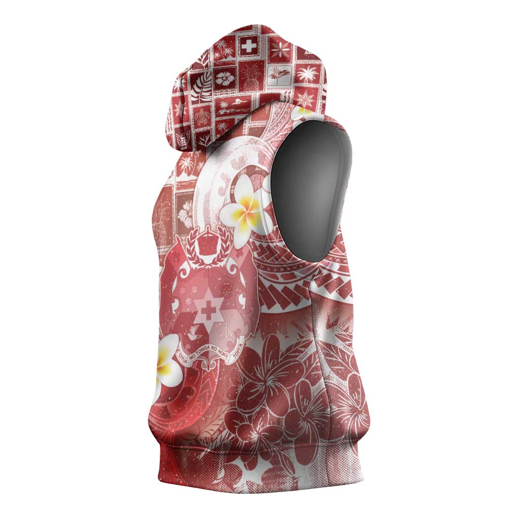 Tonga Christmas Sleeveless Hoodie Kilisimasi Fiefia Retro Style Red - Polynesian Pride