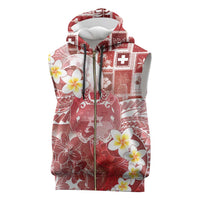 Tonga Christmas Sleeveless Zip Hoodie Kilisimasi Fiefia Retro Style Red - Polynesian Pride