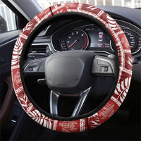 Tonga Christmas Steering Wheel Cover Kilisimasi Fiefia Retro Style Red - Polynesian Pride