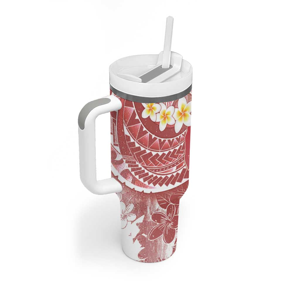 Tonga Christmas Tumbler With Handle Kilisimasi Fiefia Retro Style Red - Polynesian Pride