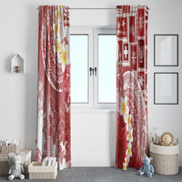 Tonga Christmas Window Curtain Kilisimasi Fiefia Retro Style Red - Polynesian Pride