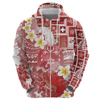 Tonga Christmas Zip Hoodie Kilisimasi Fiefia Retro Style Red - Polynesian Pride
